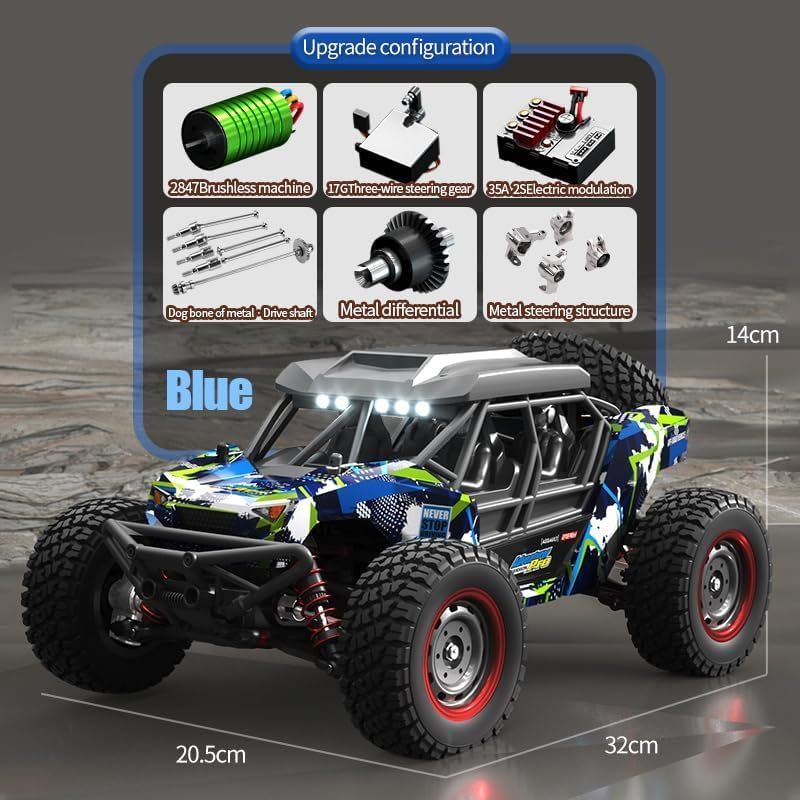 SCY 16106 PRO 1:16 4WD Brushless RC Desert Truck — 70 km/h, LED (RTR) — 1:16 scale desert short-course truck, 32 x 20.5 x 14 cm