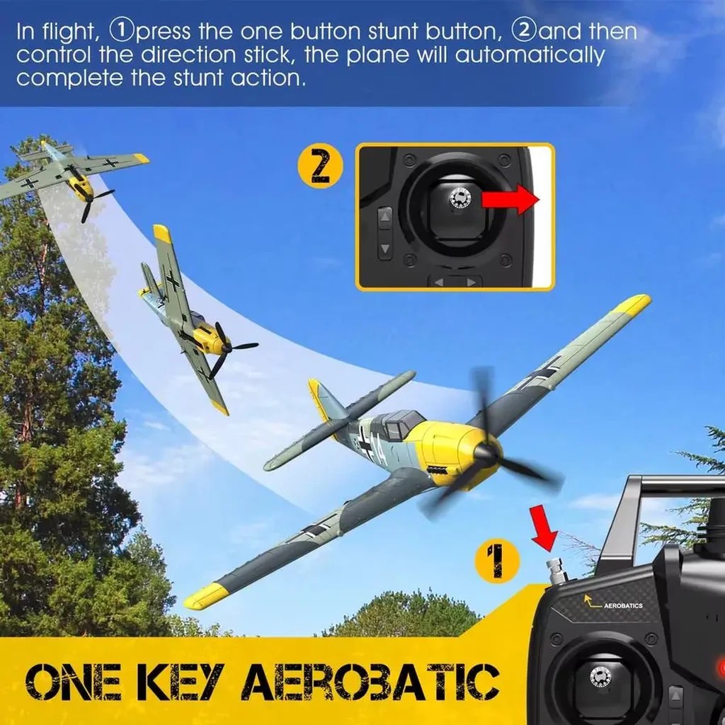 VolantexRC BF-109 Messerschmitt 400mm RC Warbird (RTF) — 6-Axis gyro