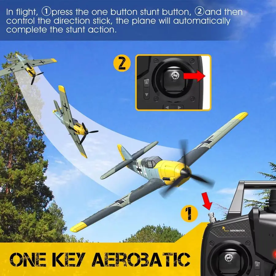 VolantexRC BF-109 Messerschmitt 400mm RC Warbird (RTF) — 6-Axis gyro