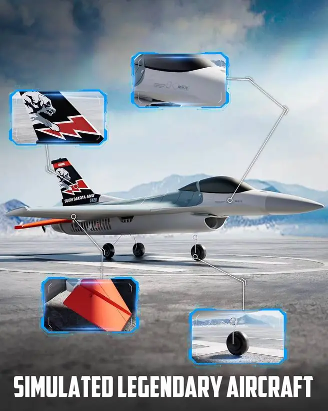 VolantexRC F-16 Fighting Falcon 64mm Brushless EDF RC Jet (RTF) — One-key aero