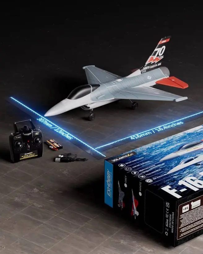 VolantexRC F-16 Fighting Falcon 64mm Brushless EDF RC Jet (RTF) — 416mm · assembled