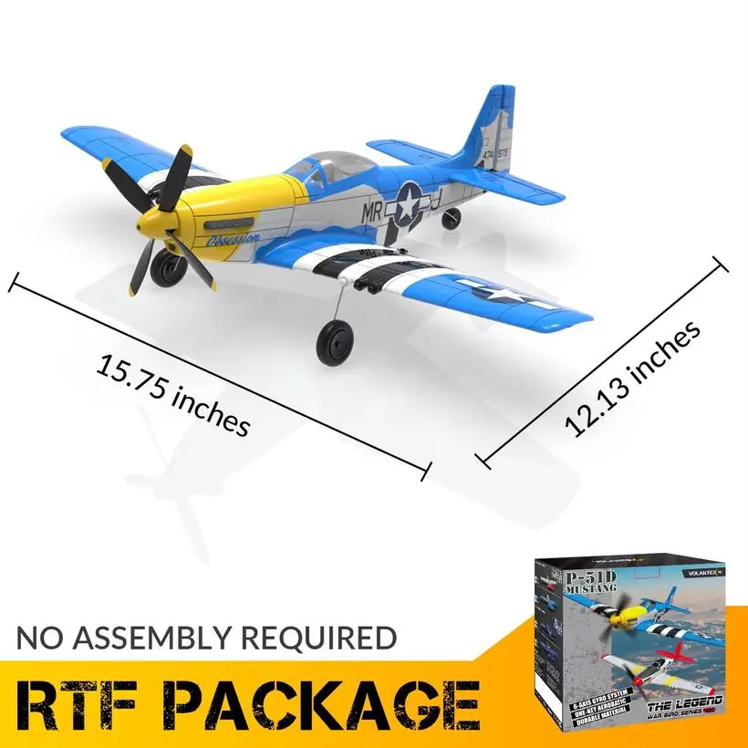 VolantexRC P-51D Mustang 400mm RC Warbird — Blue Obsession (RTF) — "Obsession"