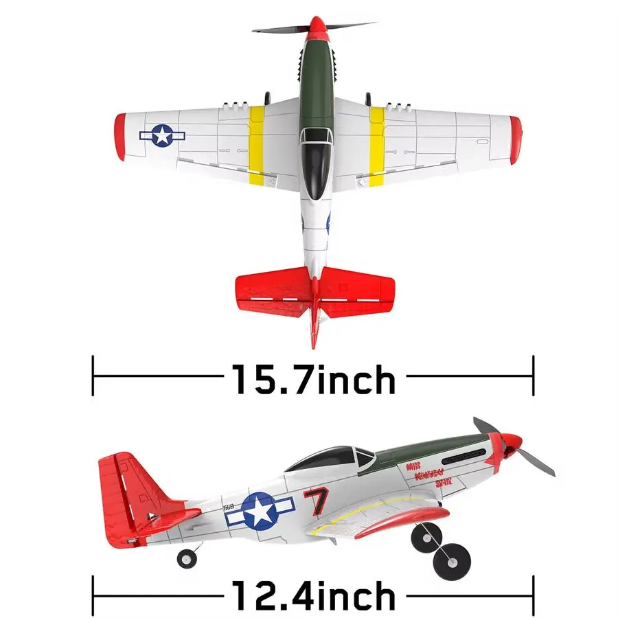 VolantexRC P-51D Mustang 400mm RC Warbird — Red-Tail (RTF) — ~20 min