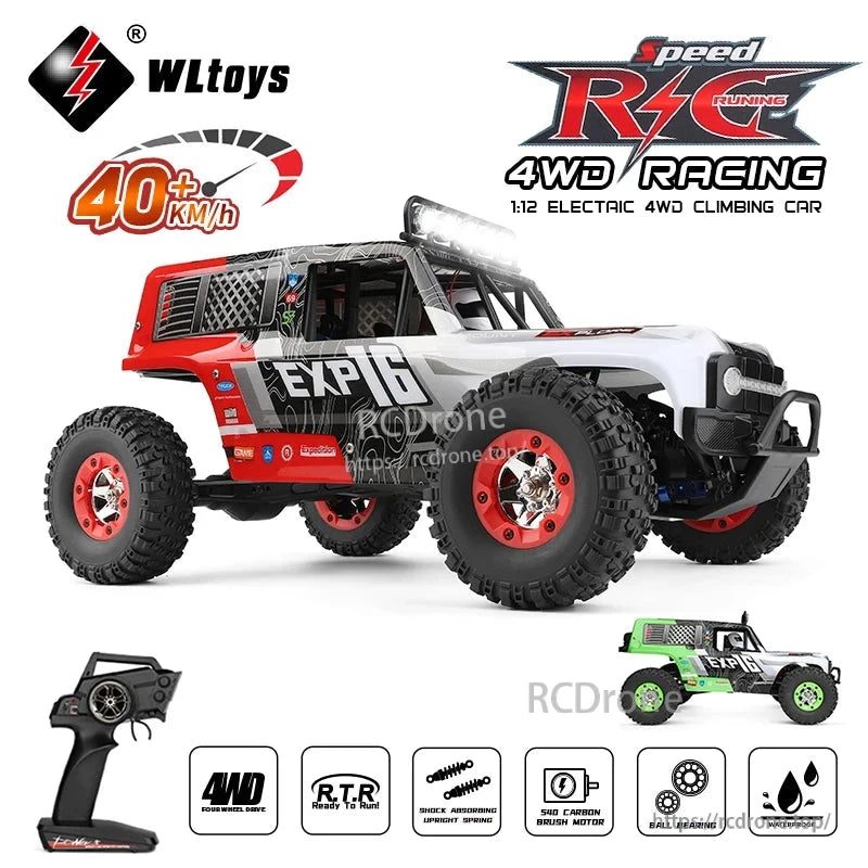 WLtoys 124006 EXP16 1:12 4WD RC Desert Truck — 40 km/h, Metal Diffs (RTR) — 4WD with front + rear metal differentials