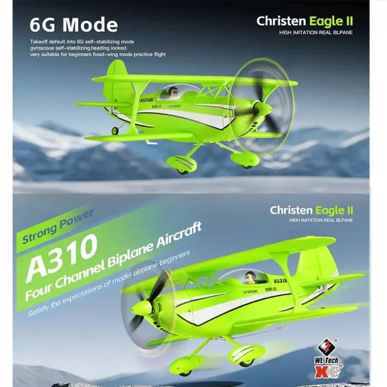 WLtoys XK A310 Christen Eagle II 4-CH Brushless RC Biplane (RTF) — 4-CH RTF