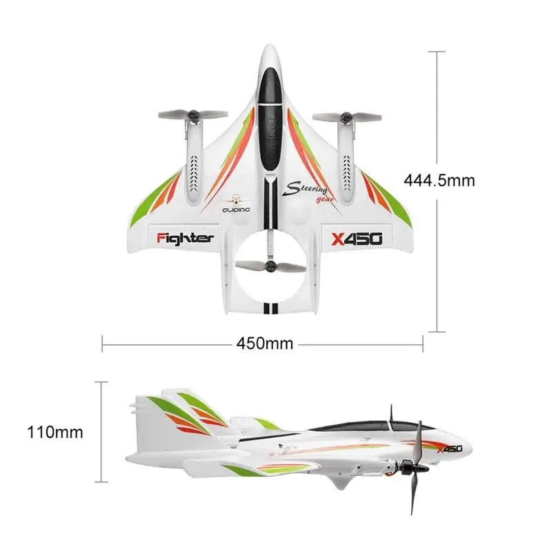 WLtoys XK X450 6-CH VTOL Fixed-Wing RC Fighter Jet (RTF) — 6-CH